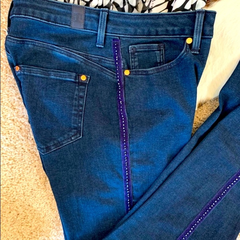 Ivanka Trump Mid Rise Skinny Beaded Jeans Sz 14